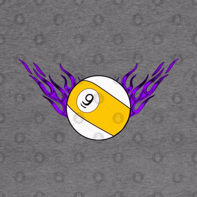 9 Ball with Purple Flames by What I See by Dawne